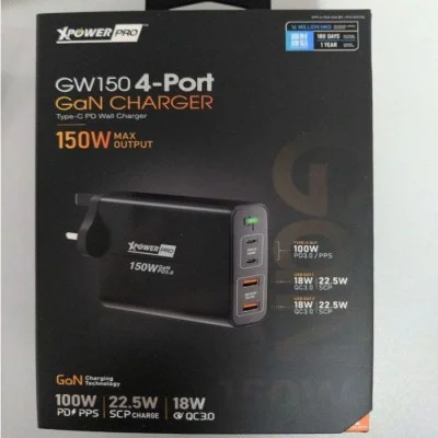 XPower GW150B 150W 4 Outout PD 3.0-Qc-Scp Gan Wall Charger - Black